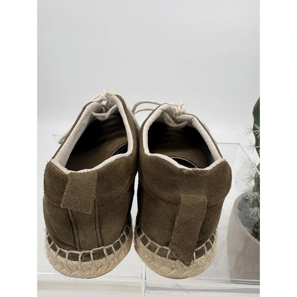 Gitana Made In Spain Suede Leathrr Lace-Up Espadrilles Olive Green Comfort 37 EU
